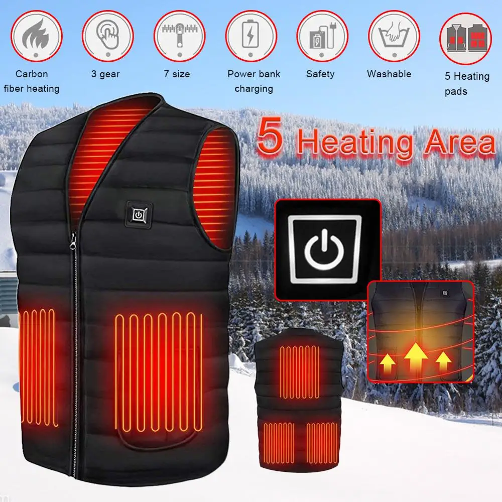 

USB Heated Vest Outdoor Warm Washable жилека женская Men Heating Vest Winter Cloth Camping Hiking Warm Hunting Sport Jacket